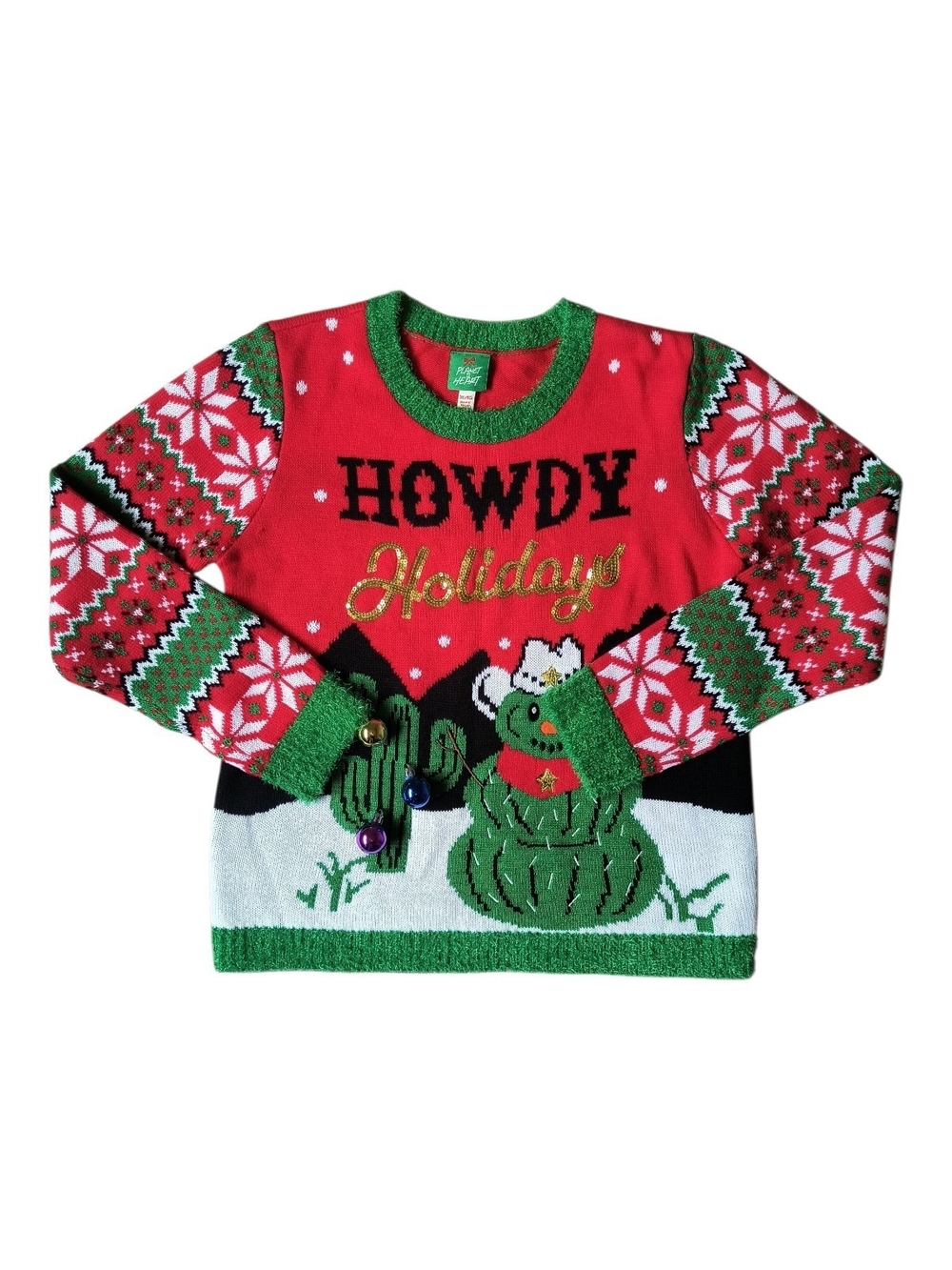 Planet Heart Howdy Holidays Cowboy Christmas Sweater XL